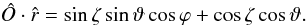 \appendix \setcounter{section}{1} \begin{equation} \hat{O}\cdot\hat{r} = \sin\zeta\sin\vartheta\cos\varphi + \cos\zeta \cos\vartheta . \label{odotr} \end{equation}