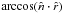 \hbox{$\arccos( \hat{n}\cdot\hat{r})$}