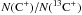 \hbox{$N({\rm C^+})/N({^{13}\rm C^+})$}