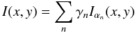 \appendix \setcounter{section}{2} \begin{equation} I(x,y) = \sum_n \gamma_n I_{\alpha_n}(x,y) \end{equation}