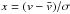 \hbox{$x=(v-\vx)/\sigma$}