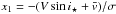\hbox{$x_1=-(V\sin i_\star+\vx)/\sigma$}