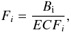 \begin{equation} F_i = \frac{B_{\rm i}}{ECF_i}, \end{equation}