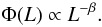 \begin{equation} \Phi(L) \propto {L}^{-\beta}. \end{equation}