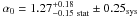\hbox{$\alpha_0= 1.27_{ -0.15 \ \rm stat}^{ +0.18}\pm0.25_{\rm sys}$}