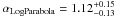 \hbox{$\alpha_{\rm LogParabola}=1.12^{+0.15}_{-0.13}$}