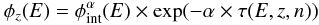 \begin{equation} \label{Eq:SpecMod} \phi_z(E)=\phi^\alpha_{\rm int}(E)\times\exp(-\alpha\times\tau(E,z,n)) \end{equation}