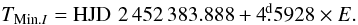 \begin{equation} T_{{\rm Min}.I}={\rm HJD}\,\,2\,452\,383.888 + 4\fd5928\times E.\label{efe1} \end{equation}