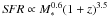 \hbox{${\it SFR} \propto M_*^{0.6}(1+z)^{3.5}$}
