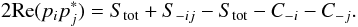 \appendix \setcounter{section}{1} \begin{equation} 2{\rm Re}(p_ip_j^*)=S_{\rm tot}+S_{-ij}-S_{\rm tot}-C_{-i}-C_{-j}. \end{equation}
