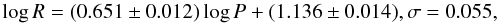 \begin{equation} \log R = (0.651 \pm 0.012) \log P + (1.136 \pm 0.014), \sigma= 0.055, \label{Eq-PRall} \end{equation}