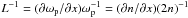 \hbox{$L^{-1}=(\partial \omega_\mathrm{p}/\partial x)\omega_\mathrm{p}^{-1}=(\partial n/\partial x)(2n)^{-1}$}