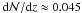 \hbox{${\rm d}{\cal N}/{\rm d}z\approx0.045$}