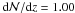 \hbox{${\rm d}{\cal N}/{\rm d}z=1.00$}