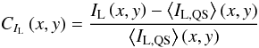 \begin{equation} \cilc\left(x,y\right)=\frac{\ilc\left(x,y\right)-\mqsilc(x,y)}{\mqsilc\left(x,y\right)} \label{linecore_contrast} \end{equation}