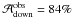 \hbox{$\mathcal{A}^{\rm{obs}}_{{\rm{down}}}=84\%$}