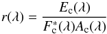 \begin{equation} r(\lambda) = \frac{E_{\rm c}(\lambda)}{F^*_{\rm c}(\lambda)A_{\rm c}(\lambda)} \label{veil4} \end{equation}