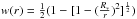 \hbox{$w(r)=\frac{1}{2} (1 - [1- (\frac{R_{*}}{r})^2]^{\frac{1}{2}})$}