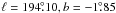 \hbox{$\ell = 194\fdg10, b = -1\fdg85$}