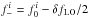 \hbox{$f^i_-=f_0^i-\delta f_{\rm LO}/2$}
