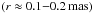 \hbox{$\left(r\approx0.1 {-} 0.2\,\mathrm{mas}\right)$}
