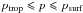 \hbox{$p_{\rm{trop}}\leqslant p\leqslant p_{\rm{surf}}$}