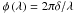 \hbox{$\phi \Paren{\lambda}= 2\pi\delta / \lambda$}