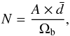\begin{equation} N=\frac{A \times \bar{d}}{\Omega_{\rm b}}, \end{equation}