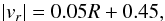 \begin{equation} |v_r|=0.05 R+0.45, \end{equation}