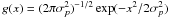 \hbox{$g(x)=(2\pi\sigma_p^2)^{-1/2}\exp(-x^2/2\sigma_p^2)$}