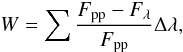 \appendix \setcounter{section}{1} \begin{equation} W = \sum{\frac{F_{\rm pp}-F_{\lambda}}{F_{\rm pp}}\Delta\lambda}, \label{ew} \end{equation}