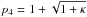 \hbox{$p_4 = 1 + \sqrt{1 + \kappa}$}