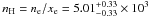 \hbox{$n_{\rm H} = n_{\rm e} / x_{\rm e} = 5.01^{+0.33}_{-0.33} \times 10^3 $}