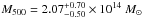 \hbox{$M_{500} = 2.07_{-0.50}^{+0.70} \times 10 ^{14}~M_\odot$}
