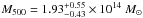 \hbox{$M_{500} = 1.93_{-0.43}^{+0.55} \times 10^{14}~M_\odot$}
