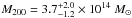 \hbox{$M_{200} = 3.7^{+2.0}_{-1.2} \times 10^{14}~M_\odot$}