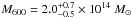 \hbox{$M_{600}=2.0^{+0.7}_{-0.5}\times 10^{14}~M_\odot$}