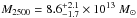 \hbox{$M_{2500} = 8.6_{-1.7}^{+2.1} \times 10^{13} ~M_\odot$}