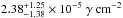 \hbox{$2.38_{-1.38}^{+1.25} \times 10^{-5} \ \gamma \ \mathrm{cm}^{-2}$}