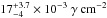 \hbox{$17_{-4}^{+3.7} \times 10^{-3} \ \gamma \ \mathrm{cm}^{-2}$}