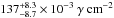 \hbox{$137_{-8.7}^{+8.3} \times 10^{-3} \ \gamma \ \mathrm{cm}^{-2}$}