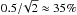 \hbox{$0.5/\!\sqrt{2} \approx 35\%$}