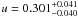 \hbox{$u=0.301^{+0.041}_{-0.040}$}