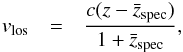 \begin{eqnarray} v_{\rm los} &=& \frac{c(z-\bar{z}_{\rm spec})}{1+\bar{z}_{\rm spec}} \label{eqn1} , \end{eqnarray}