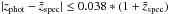 \hbox{$|{z_{\rm phot}-\bar{z}_{\rm spec}}| \leq 0.038*(1+\bar{z}_{\rm spec})$}