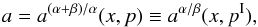 \appendix \setcounter{section}{1} \begin{equation} a=a^{(\alpha+\beta)/\alpha}(x,p)\equiv a^{\alpha/\beta}(x,p^{\mathrm{I}}), \end{equation}