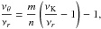 \hbox{$\displaystyle \frac{\nu_{\theta}}{\nu_{r}}=\frac{m}{n} \left(\frac{\nu_{\mathrm{K}}}{\nu_{r}} - 1\right) - 1,$}