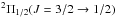 \hbox{${}^2\Pi_{1/2} (J = 3/2 \rightarrow 1/2)$}