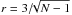 \hbox{$r=3/\!\!\sqrt{N-1}$}