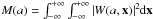 \hbox{$M(a)= \int_{-\infty}^{+\infty} \int_{-\infty}^{+\infty} \vert W(a,{\vec x})\vert ^{2} {\rm d}{\vec x}$}